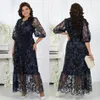 Black Lace Mother of the Bride Robes Half Mancheves Mariage Robe invitée avec châssis Longueur de la cheville plus taille Robes de soirée