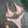 Menas de banho feminina Sexy de arame de duas peças para mulheres 2024 Caia alta Biquíni Suspender Volta de Backless Summer Beach Monikini