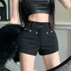 Short féminin Vintage Street Rivet Black Denim pour femmes Y2k High Waist All-Match Short Pants 2024 Summer Bodycon Ropa Mujer