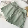 Jeans féminins Ladiguard 2024 kpop style mode short denim Femmes Ligne droite court culte d'été filles vintage poches zipper