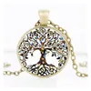 Hanger kettingen Fashion Tree of Life Time Gem Cabochon Glass Charm Sier Black Bronze Link Chain For Women Men S Luxe sieraden Drop Dhkbq