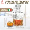 Whisky Decanter Set 7 pièces Italian Crafted Glass Glasss Gifts Fays for Men and Women 240420