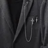 Brooches Punk Long Chain Big Pins For Cross Pendant Hip Hop Retro Suit Accessory Couple Gifts Collar Jew