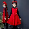 Filles automne 2024 style coréen Red Woolen costume s Robe princesse mode bébé vêtements pour enfants 240423