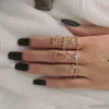 Band Rings Retro Bohemian Star Moon Butterfly Gold Ring Set with Zircon Flower Leaves Open Ring Suitable for Womens Simple Finger Accessories Q240427