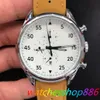 Space 1887 Watches Men's Automatic Movement Punch Hole Leather Brown 44mm rostfritt stål Vit Dial Wristwatch Watch