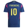 2024年スウェーデンメンズサッカージャージナショナルチームKulusevski Forsberg Isak Gudmundsson Lindelof Home Away Football Shirts半袖アダルトユニフォーム