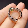 Cluster Rings CoLife Jewelry Vintage Silver Gemstone Ring For Woman 5mm Natural Diopside 925 Chrome