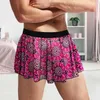 Men's Sleepwear Men Skirt Vintage Printed Pleated Mini For Elastic Waist Clubwear Panties Soft Breathable Underpants Unisex Male