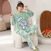 Vêtements de nuit pour femmes hiver femmes sommeil de sommeil panda panda pyjama à manches à manches pyjamas de pyjamas de flanelle