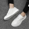 Lässige Schuhe Jomior Frühling Echtes Leder hochwertige Männer Koreanische Designerin Flats White Slates atmibable Top -Turnschuhe