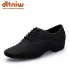 Laarzen heren Latin Ballroom Dance Shoes Professional Black Canvas Latin Salsa Shoes Plus Size Low Heel Tango Ballroom Dance Shoes