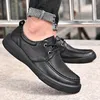 Casual Shoes Men Sneakers Spring Autumn Lightweight Genune Leather Flats Leisure Trend Black Business Drop