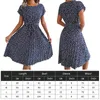 Casual Dresses Spring Summer Floral Dress Crewneck Female Loose Lace-Up Large Swing Fashion Exquisite Elegant Pleated for Cocktail Party