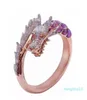 Exquisite Rose Gold Fashion Unique Chinese Dragon Rings Gift Engagement Party Wedding Jewelry Gift Ring Size 610 G438092530