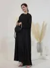 イスラム教徒セットボタン付きエレガントなアバヤアフリカンブラックドレス