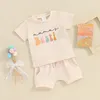 Clothing Sets Baby Summer Clothes Short Sleeve T Shirt Rolled Stretch Shorts Set Toddler Mamas Boy Daddys Matching Outfit