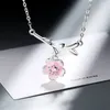 Pendants Meetsoft Trendy 925 Sterling Silver Cherry Blossoms Zircon Collier Collier pour fête en gros de bijoux chic Gift accessoire