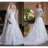White Pure Spring 2020 New Lace A-Line Wedding Dresses Plunging Neckline See Through Back Long Sleeves Bridal Gowns Vestido De Noiva Manga
