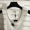 Fashion Slim Camis Classic Crystal Ornament Tees Scoop Neck Knit Camisoles 2 Färger andningsbara flickor Toppar Designvästar