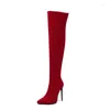 Boots Herbst- und Wintermodestil der Frauen im Herbst und Winter sexy Over-the-Knie-Modern Modern Speod Toe Thin Heels High12cm Plus Size34-48
