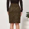 Kjolar kvinnor sexig mocka midi blyerts kjol leopard tryck 2024 hösten vinter mode streetwear elastic hög midja bodycon