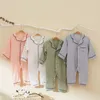 Baby Rompers Boys Girls Sleep Play Pajamas Organic Cotton Long Sleeve OnePiece Jumpsuit Button Down born Sleepsuit Pjs 240418