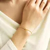 Real 18K Gold Twisted Chain Simple Ball Design Pure AU750 Hemp Rope Armband Fine Jewelry Gift for Women 240424