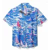 Męskie koszulki na Hawajskie styl tropikalny kreskówka anime foard print krótko-rękawowy aloha odzież letnia bluzka