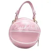 Sacs à bandouliers Femme Fille Basketball Round Pu Leather Handbag Chain Messenger Crossbody Band Bag Satchel Tote Purse