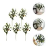 Fleurs décoratives 5 PCS OLIVE ARTIFICIEL BRANCE PLANTES PLANTES RICHAGES PLAQUES FAUX SEMPLE DES SEMPLE DES FLORIT