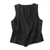 Women's Vests Casual V-neck Vest Stylish Sleeveless Flax With Button Down V Neck Lightweight Summer Waistcoat For Women