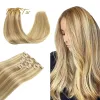 Extensions remy klipp i hårförlängningar balayage ombre blond svart osynliga raka mänskliga hårförlängningar med klipp 1424 tum 120g