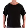 Hommes Casual Batwing Rag Shirt mâle O-cou coton gym de gym