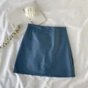 Kjolar mini kontor lady sommar hög midja zip solid vin röd rygg kjol höst vinter kvinnor avslappnad a-line faux läder pu