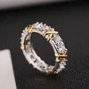 Bande de femmes Tiifeany Ring Jewelry Zircon Double Color X For Womens Cross Clored Hot Vente Engagement