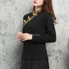 Abbigliamento etnico 2024 donne nazionali cinesi blusa retrò blusa tradizionale in stile tibetano fibbia per manica lunga collare