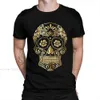 T-shirts voor heren Mexicaanse suiker schedeloverhemden Grappig 2022 Nieuwe aankomst T-shirt Gold Sugar Skull Ts Oversize katoen voor mannen O nek shirt plus maat T240425