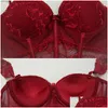 Bras Sets Y Bra Set Erotic Lingerie Womens Underwear and Panty Seamles Push Up Red Lace Bralette Lingeries T200602 Drop Delivery Appart Otngw
