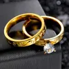 Eheringe 2pcs Eheringe für Frauen Männer Paar Versprechen Band Set Crystal Edelstahl Engagement Schmuck Dropshipping für Liebhaber