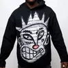 Erkek Hoodies y2k Siyah Sweatshirt Erkek Kadın Kış Giyim Harajuku Retro Mektup Karikatür Karikatür Grafik Baskı Pullover Hoodie Büyük Boy