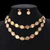 Dubai Gold Color Jewelry Sets Necklace Bracelet Earrings For Women Ethnic Islamic Religion Coin Muslim Set Wedding Jewelry 240412