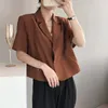 MEXZT Blazers Women S4Xl Elegant Solid Suit Jackets Office Lady Korean Short Sleeve Single Breasted Casual Blazer Coat 240417