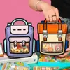 121pcs kreative Geschenke Verpackungstaschen Cartoon Schultasche Form Süßigkeit Snack Selbstverschließsbeutel für Kinder Geburtstagsfeier Dekore Geschenke 240426