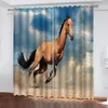 Rideau 3d imprimé moderne Running Animal Horse salon rideaux 2 pièces Fenêtre d'ombrage pour décoration de chambre à coucher