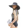 Zet nieuwe vrouwelijke zwempakken Korea Retro Elegant Black Witless One Piece Bikinis Ladies Vacation High Taille Hot Spring Swim Wear