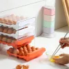 Bins Refrigerator Egg Storage Organizer 2Layer Drawer Stackable Egg Holder Clear Plastic Eggs Basket Dispenser for Fridge Kitchen