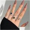 Band Rings 1Ct Pear Diamond Designer Ring For Woman 925 Sterling Sier Green 5A Zirconia Luxury Jewelry Daily Outfit Friend Love Women Dhjg4