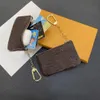 Designer Brieftaschen Tasche 8 Farben Schlüsselbund Ringschlüsselbeutelmünze Damier Leder Kreditkartenhalter Frauen Männer kleine Reißverschluss Geldbörsen Brieftasche mit Schachtel und Staubbeutel