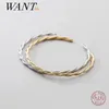 WANTME Genuine 925 Sterling Silver Fashion Glossy Twist Charm Bracelet Bangle for Women Korean Party Wedding Jewelry Gift 240424